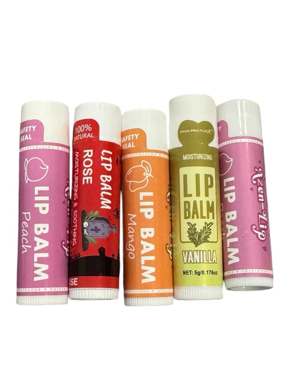 Assorted Lip Balm Set - Rose, Mango, Vanilla & 2 Peach